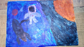 Рисунок ученика 3 класса Лёхина Матвея на конкурс "Таинственный космос"